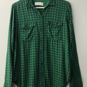 Abercrombie &Fitch Green & Black Checkered Flannel